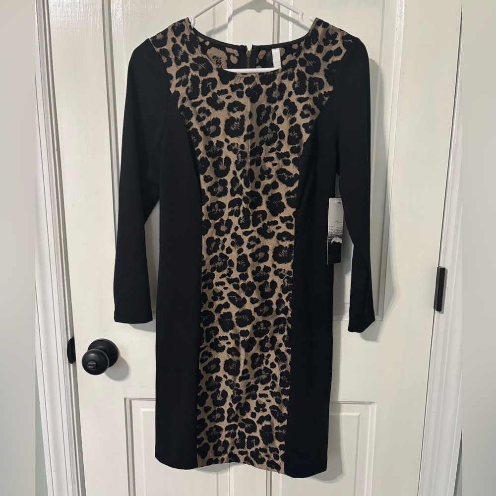 Kenzie Dress Black And Animal Print Size XS NWT